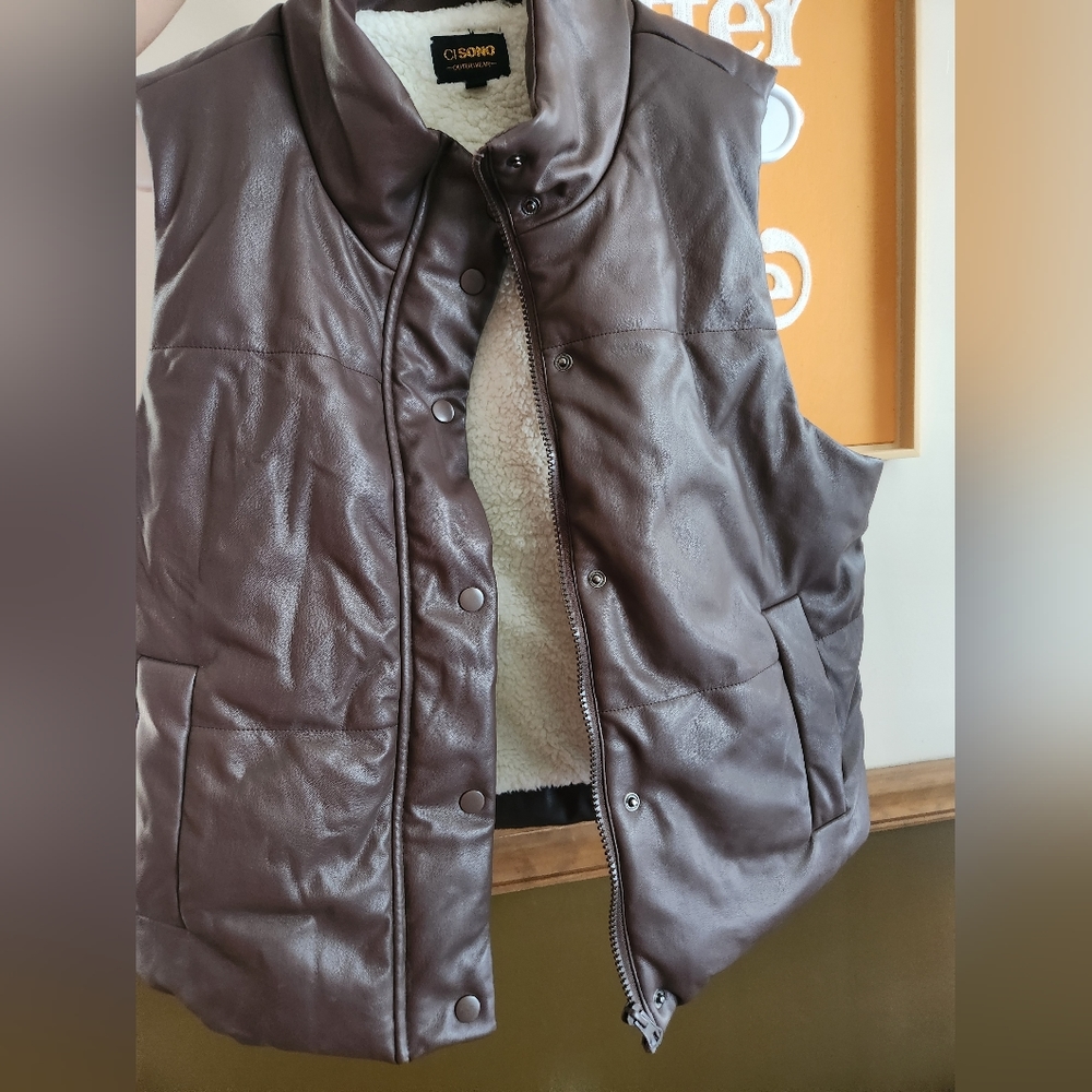 Brown puffer vest